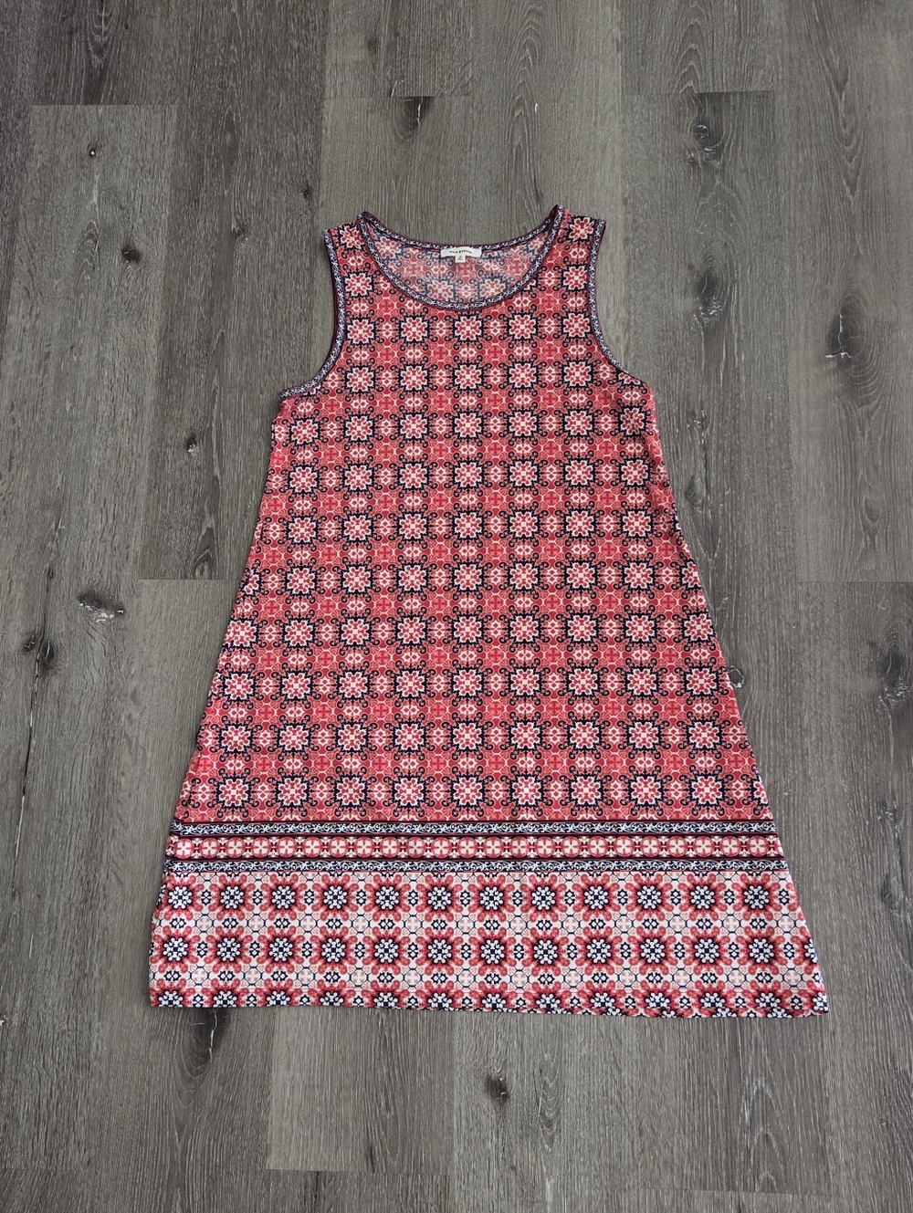 Max Studio Red Geometric Print Sleeveless Shift Mini Dress Women Size Small